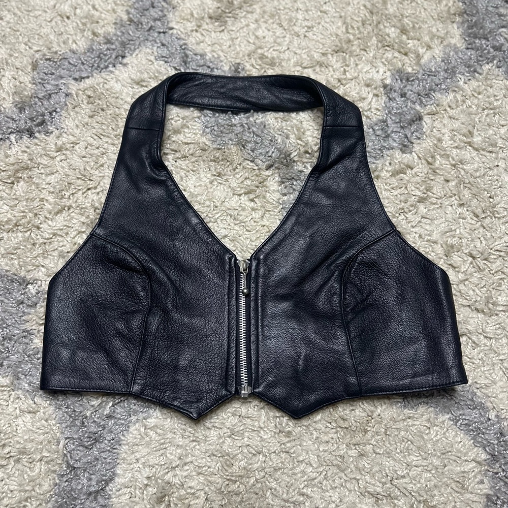 Y2K MGR Black Leather Vest